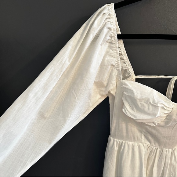 NWT Nasty Gal White Ruched Bust Tie Back Midi Dress | Size 2 - Picture 7 of 12